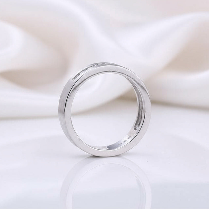 Classic Round Cut White Sapphire Men's Wedding Band-Black Diamonds New York