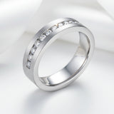 Classic Round Cut White Sapphire Men's Wedding Band