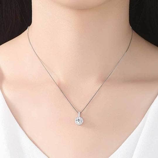 Zirconia Classic Round Cut Women's Pendant Necklace - Black Diamonds New York