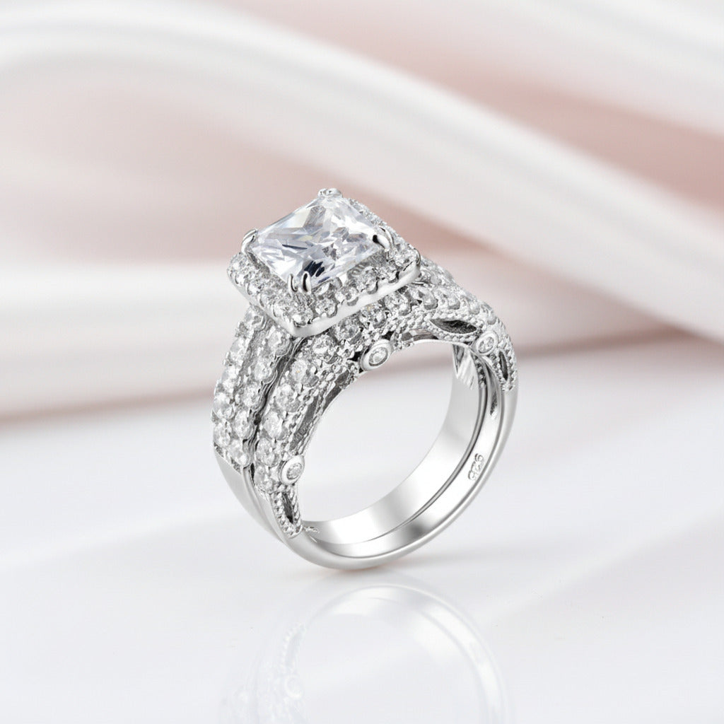 Classic Set 2.8 Ct Princess Cut Diamond Option Ring Set-Black Diamonds New York