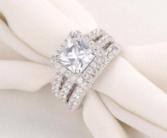Classic Set 2.8 Ct Princess Cut Created Diamond Ring Set - Black Diamonds New York-Black Diamonds New York