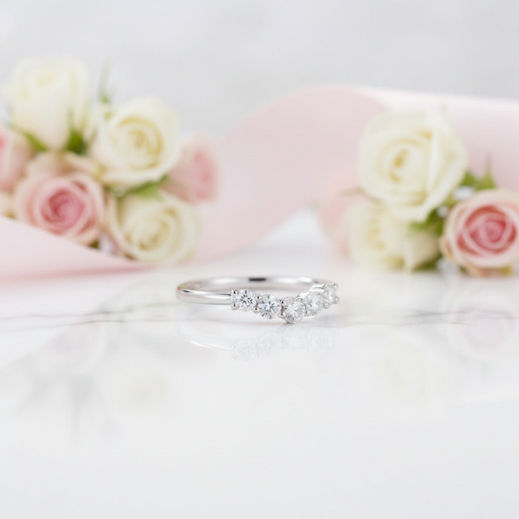Classic Solid 14k White Gold Round Cut Diamond Option Wedding Band-Black Diamonds New York