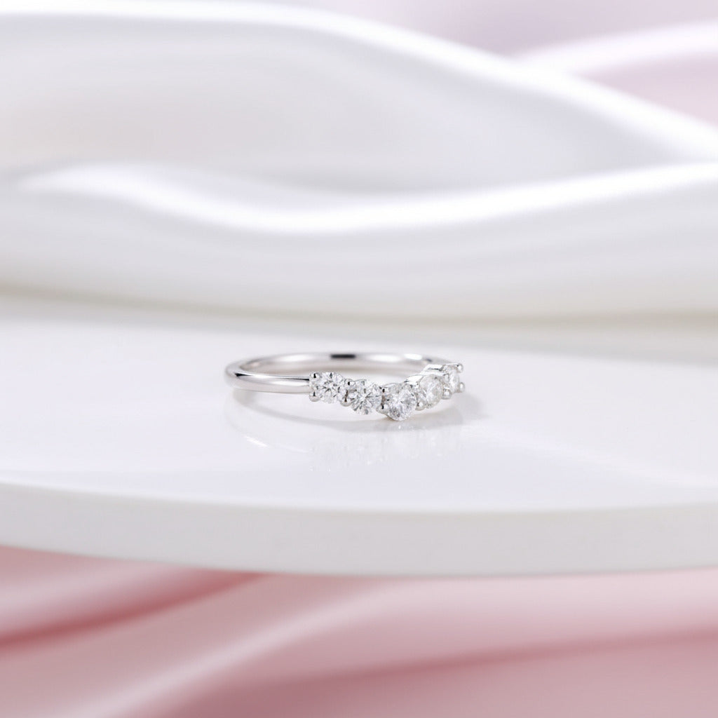 Classic Solid 14k White Gold Round Cut Diamond Wedding Band-Black Diamonds New York