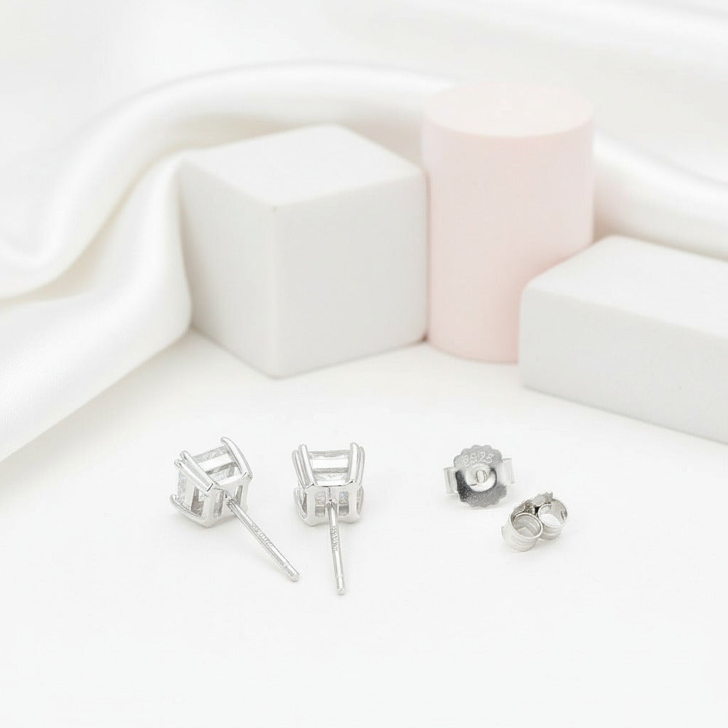 Classic Square Diamond Stud Earrings-Black Diamonds New York