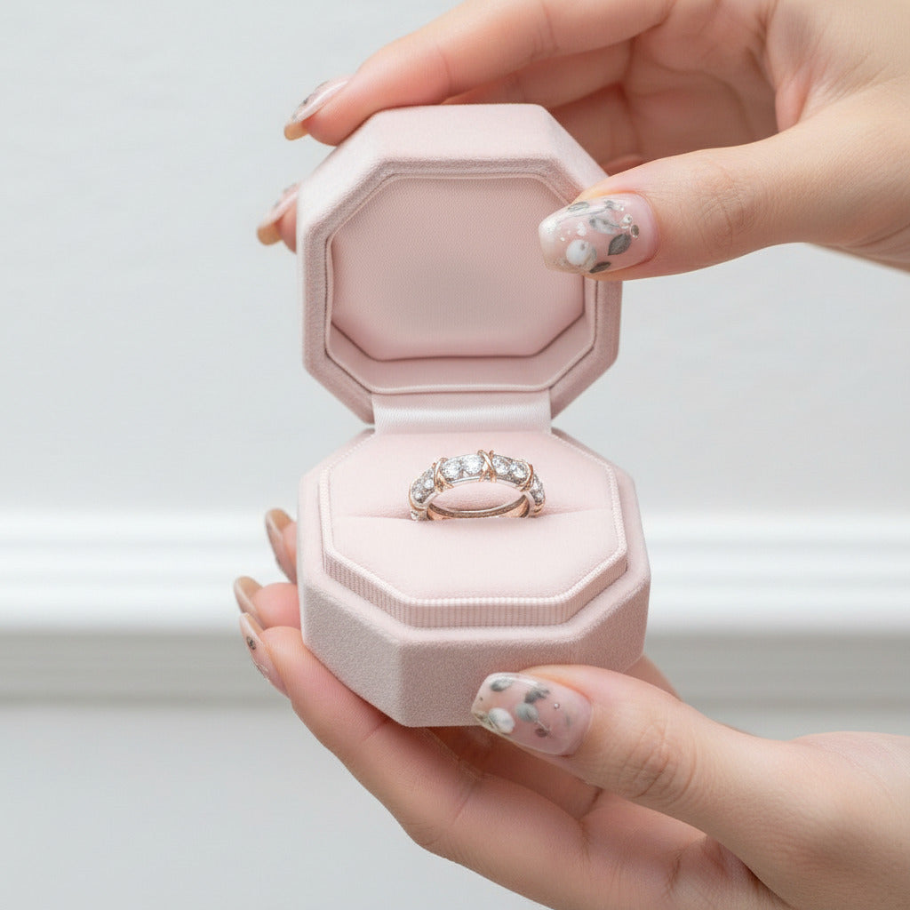 Classic Two Tone 14k Rose and White Gold Diamond Eternity Wedding Band-Black Diamonds New York