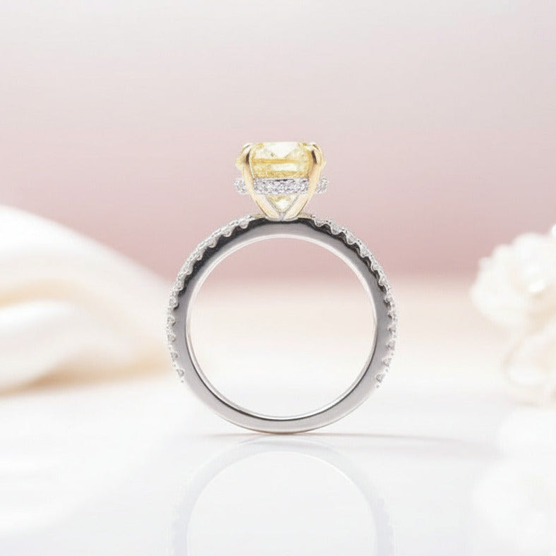 Classic Yellow 3.5 Carat Sapphire Oval Cut Diamond Option Engagement Ring-Black Diamonds New York