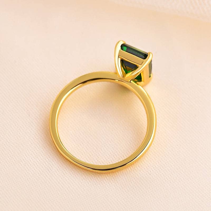 Classic Yellow Gold Emerald Cut Engagement Ring-Black Diamonds New York
