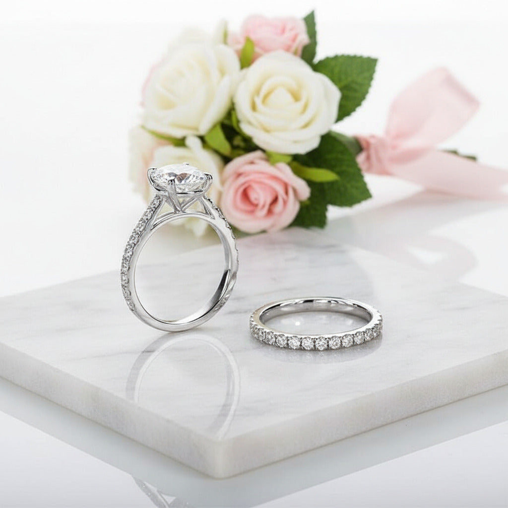 Classical 3ct Diamond Option Engagement Ring Set-Black Diamonds New York