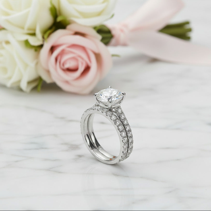 Classical 3ct Diamond Option Engagement Ring Set-Black Diamonds New York