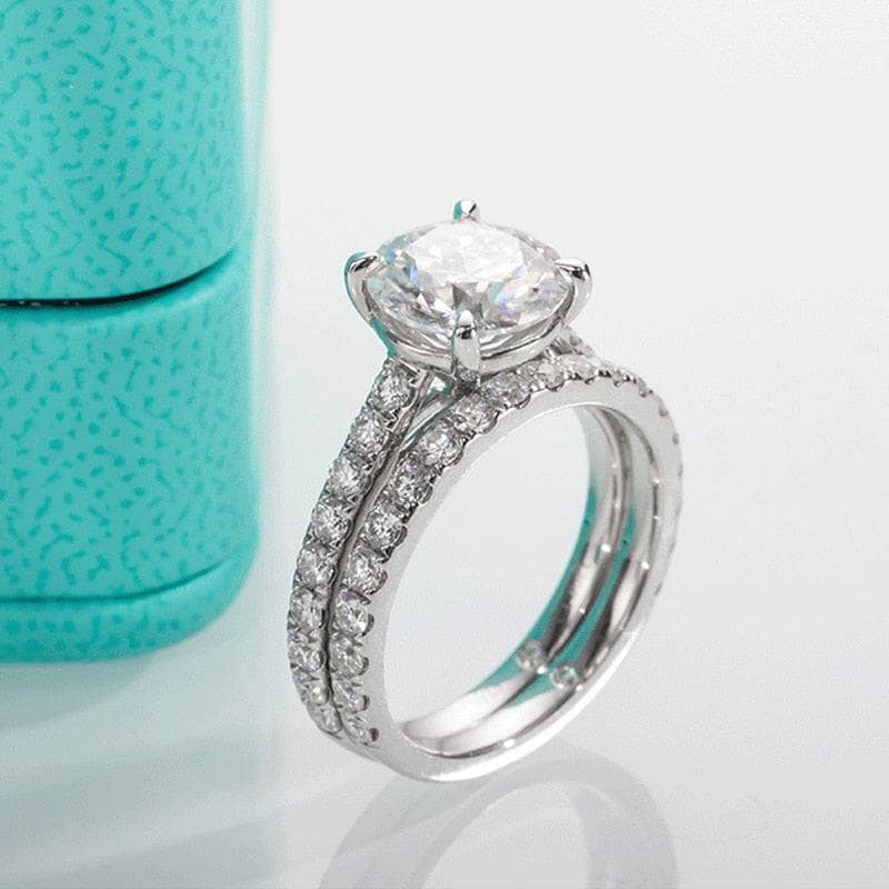 Classical 3ct Moissanite Engagement Ring Set-Black Diamonds New York