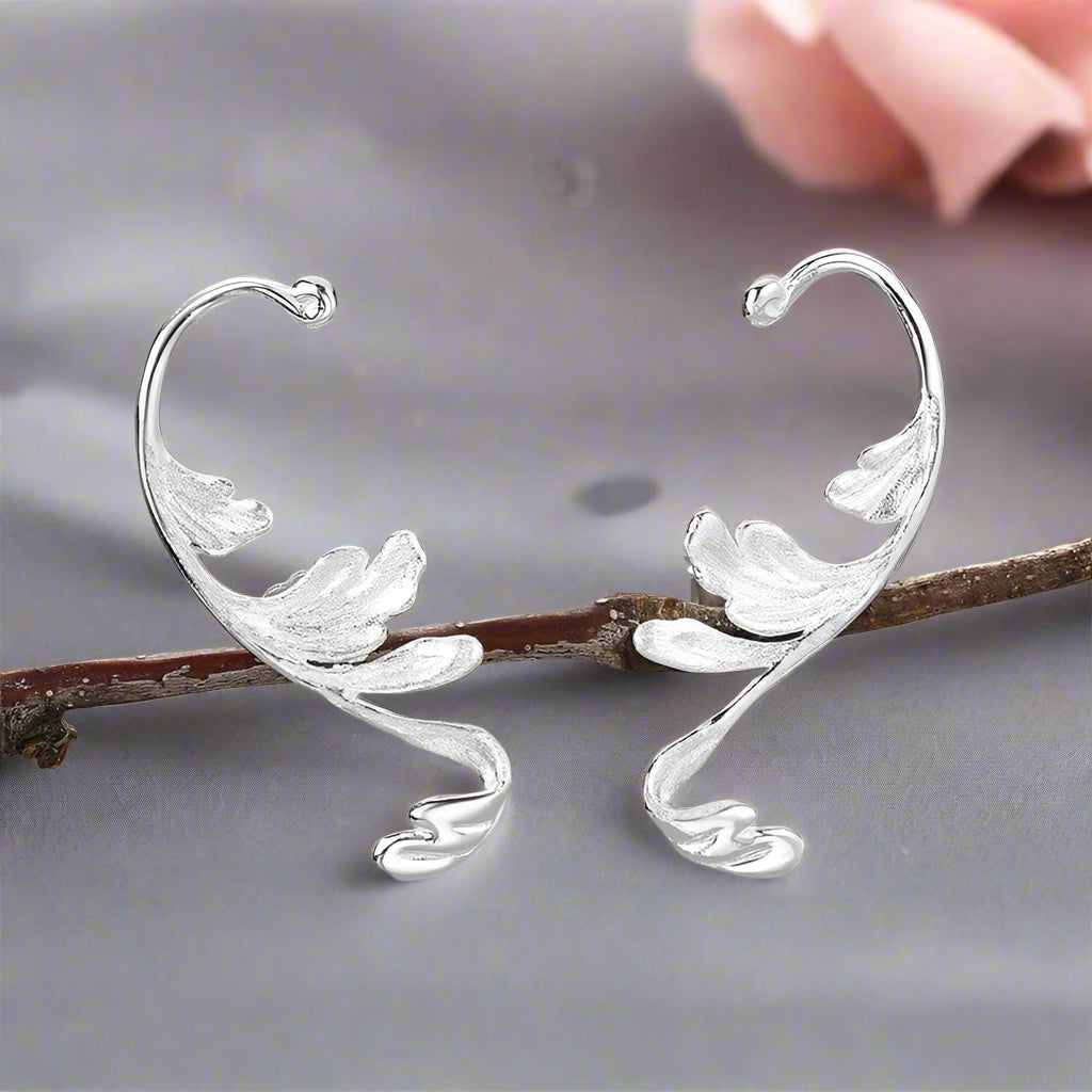 Classical Acanthus Leaf Stud Earrings-Black Diamonds New York