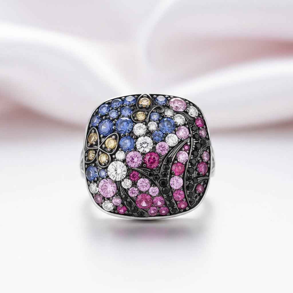 Classical Square Ring-Black Diamonds New York