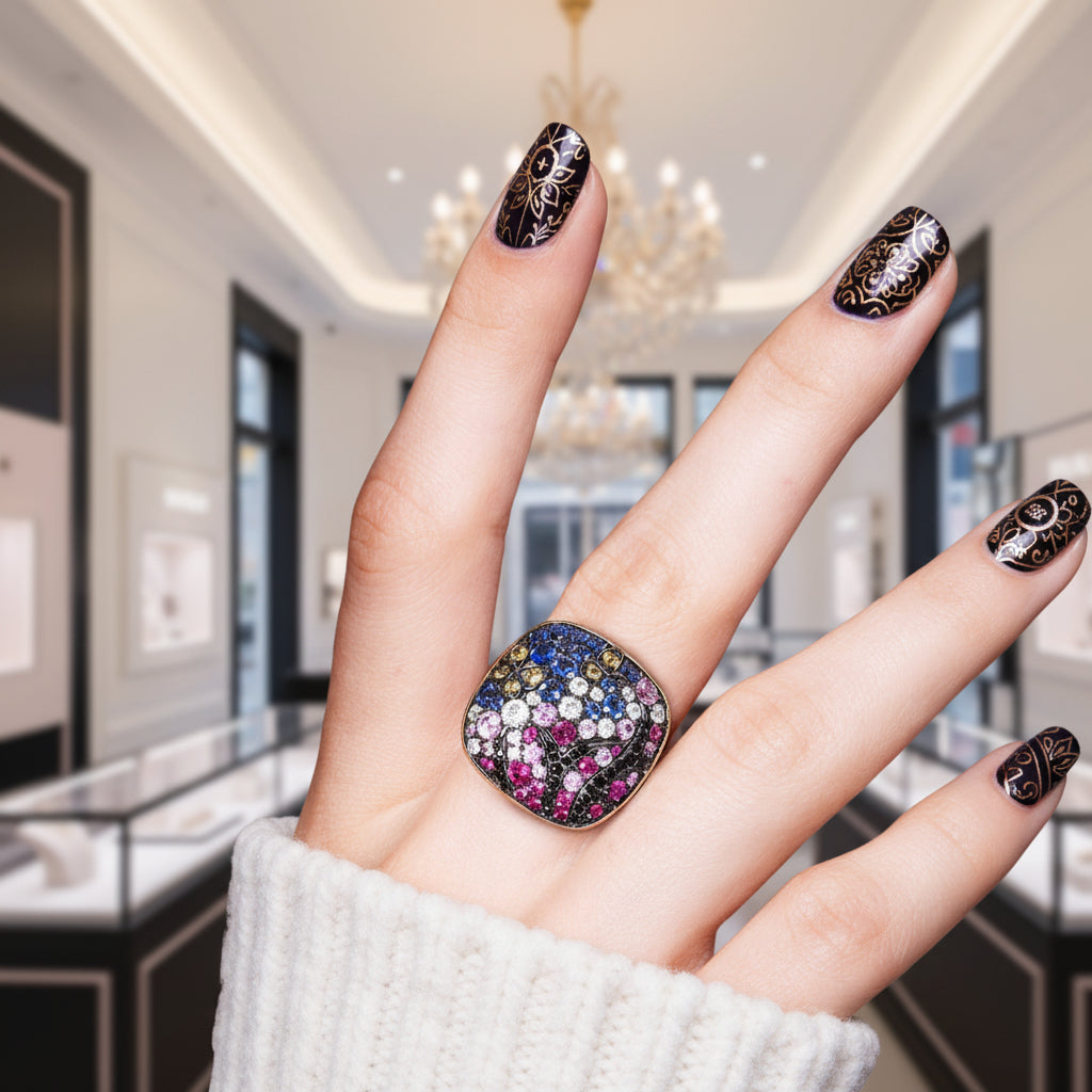 Classical Square Ring-Black Diamonds New York