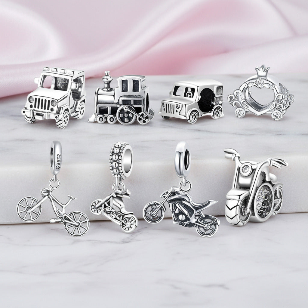 Classical Transportation Charm Beads-Black Diamonds New York