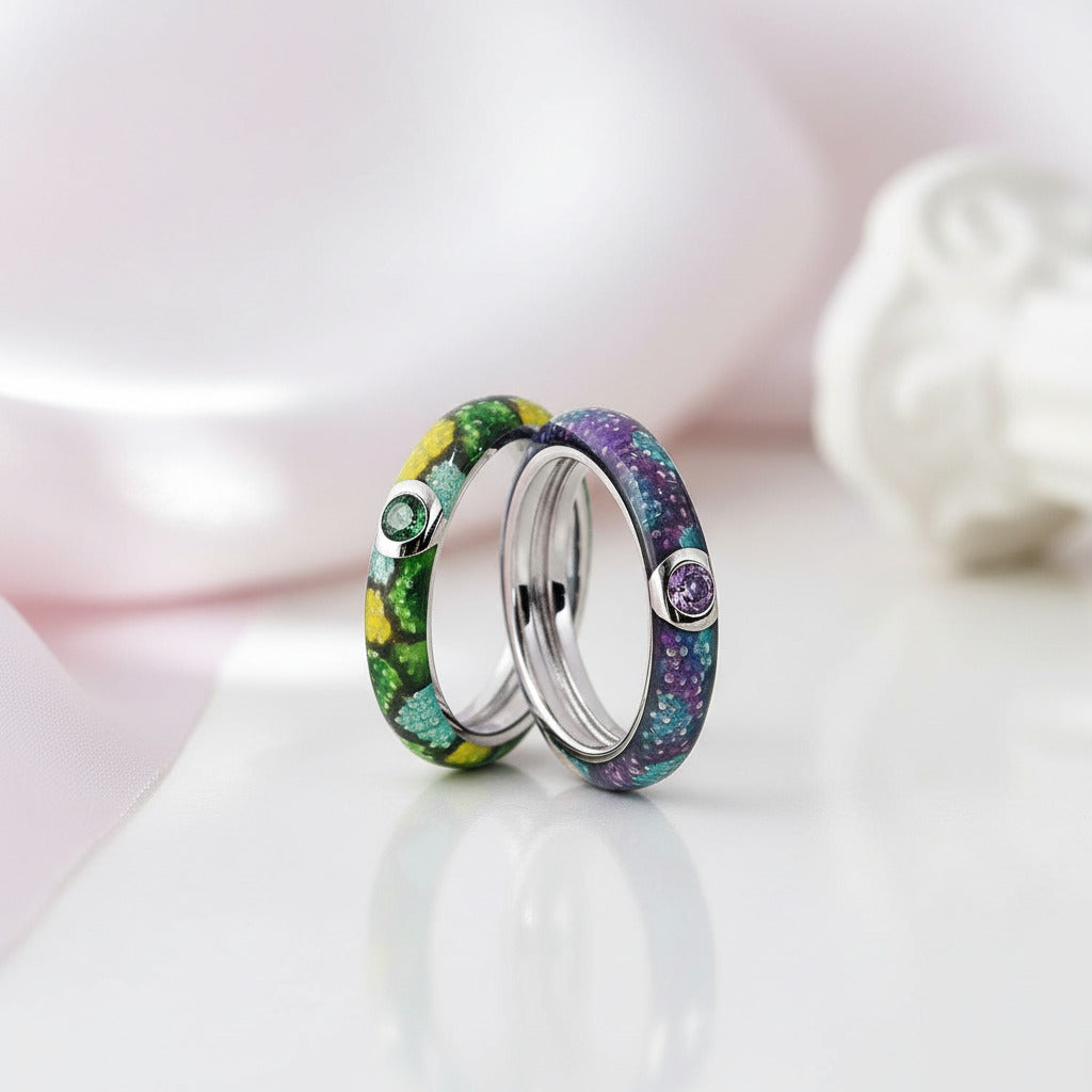 Colorful Enamel Eternity Ring-Black Diamonds New York