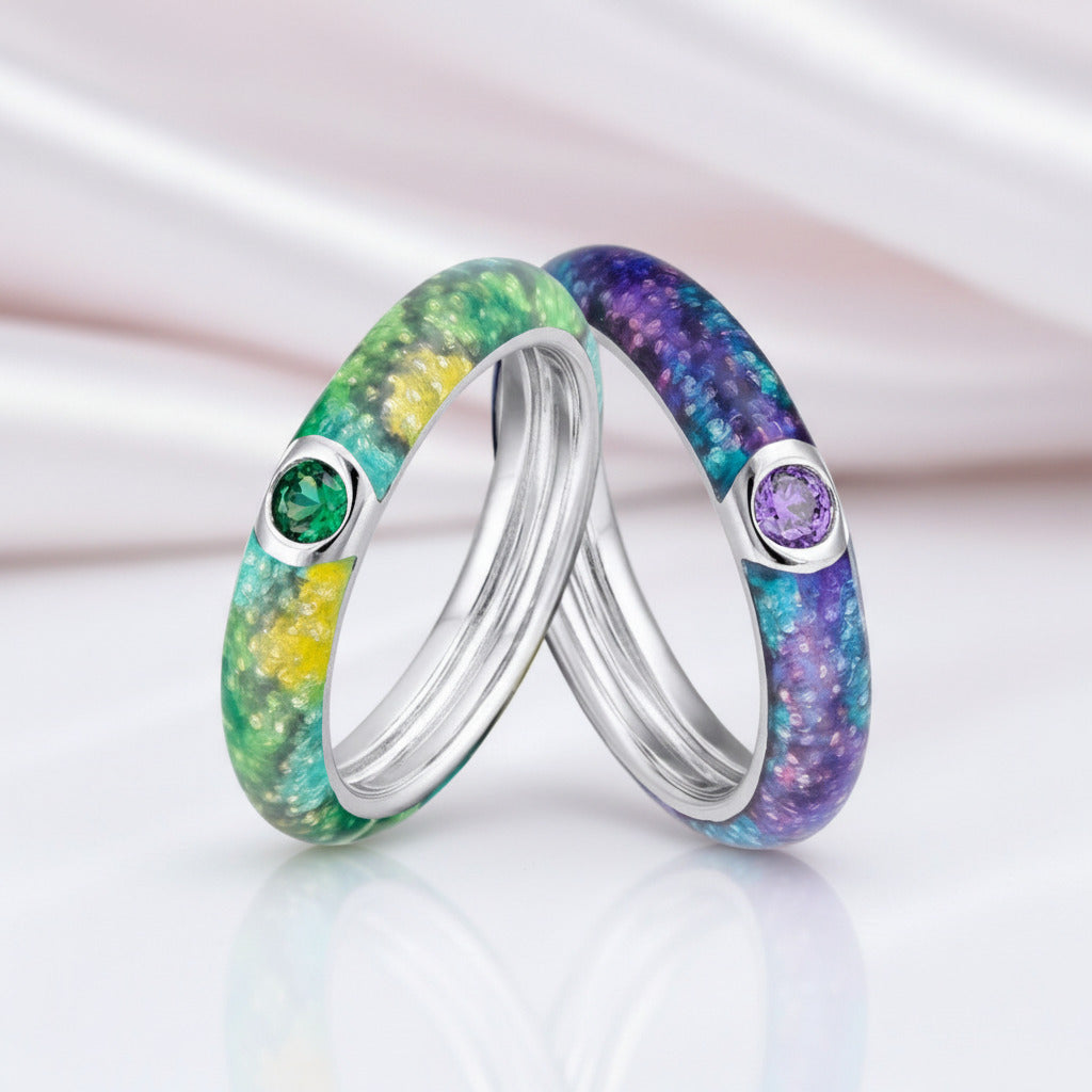 Colorful Enamel Eternity Ring-Black Diamonds New York