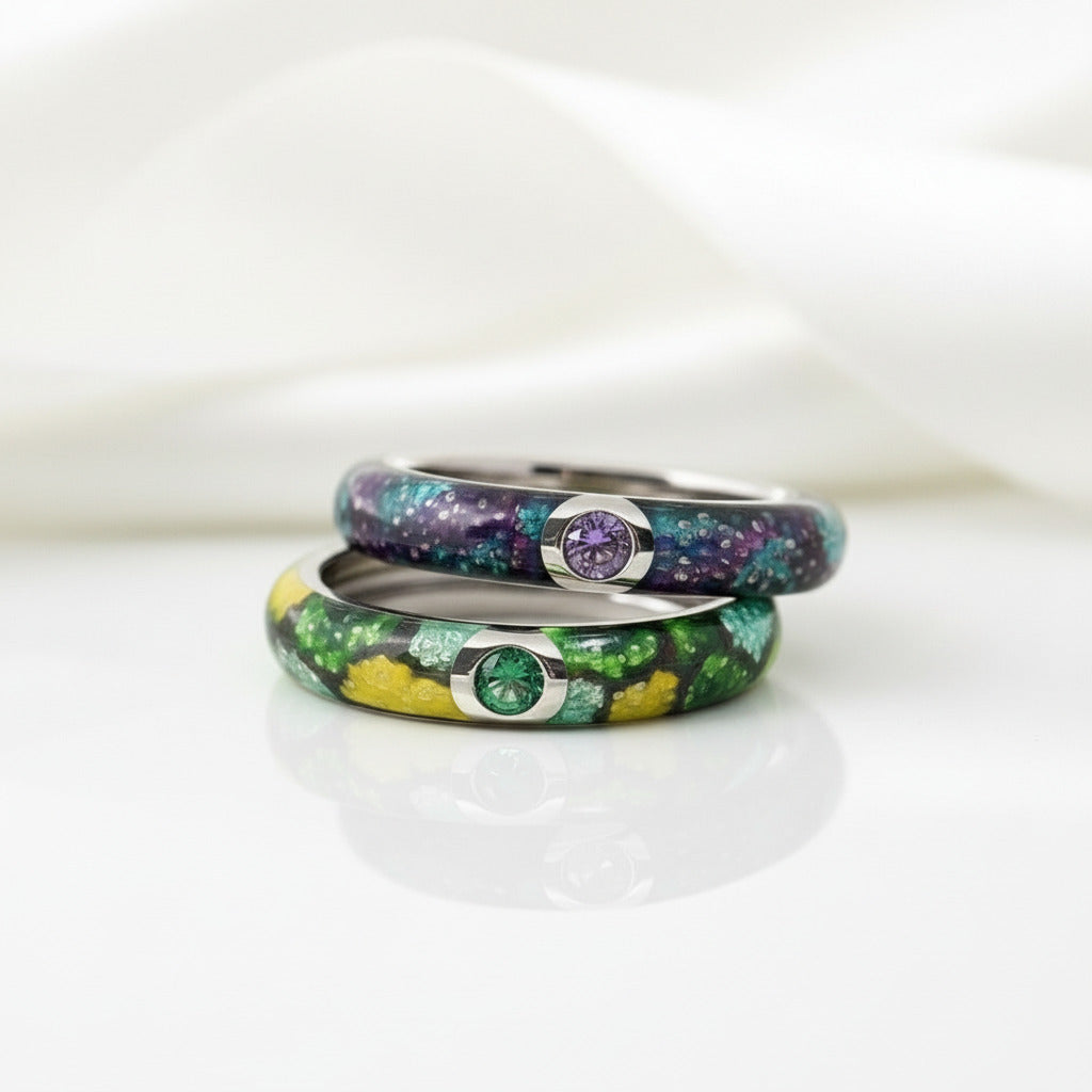 Colorful Enamel Eternity Ring-Black Diamonds New York