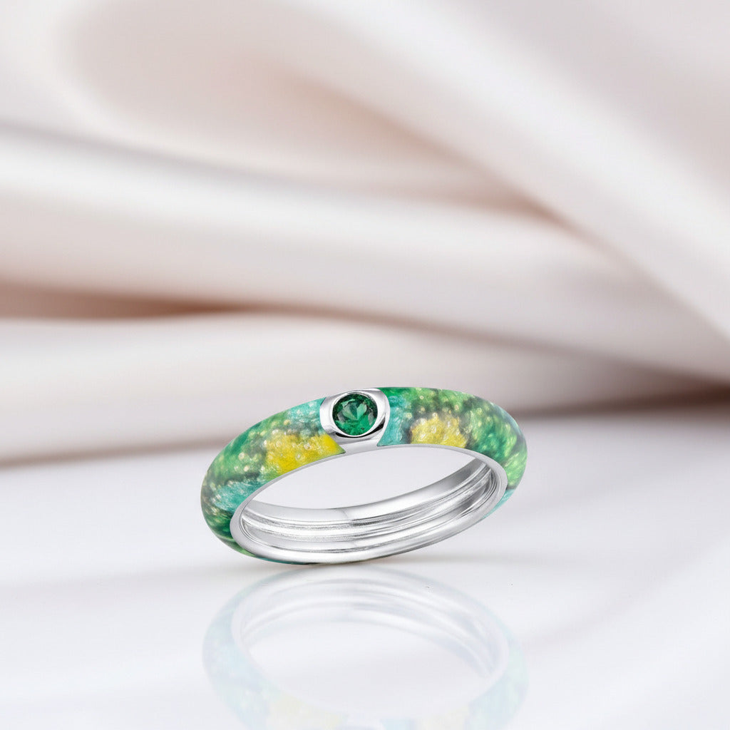 Colorful Enamel Eternity Ring-Black Diamonds New York