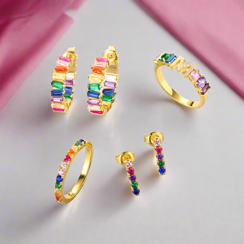 Colorful Diamond Alphabet Letters Adjustable Ring-Black Diamonds New York