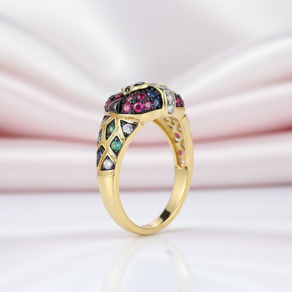 Colorful Parrot Ring-Black Diamonds New York