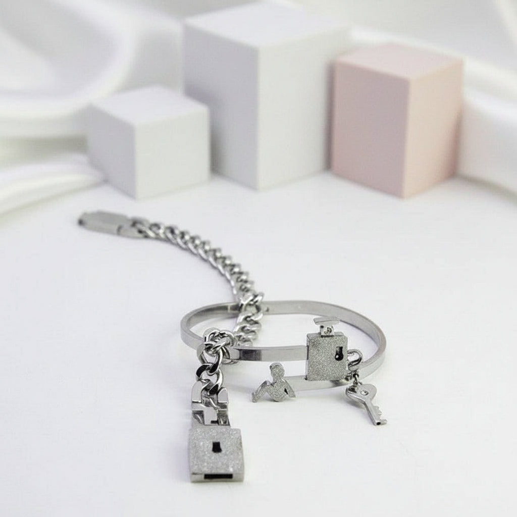 Concentric Lock Key Titanium Steel Couple Set-Black Diamonds New York