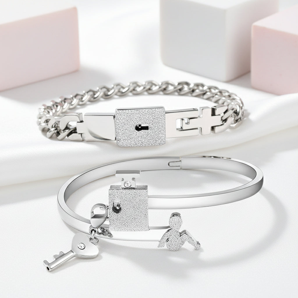 Concentric Lock Key Titanium Steel Couple Set-Black Diamonds New York