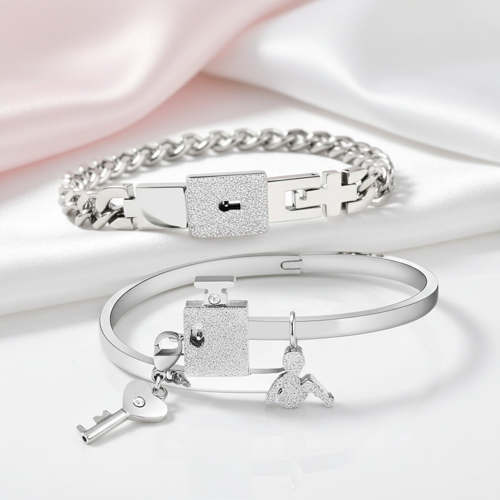 Concentric Lock Key Titanium Steel Couple Set-Black Diamonds New York