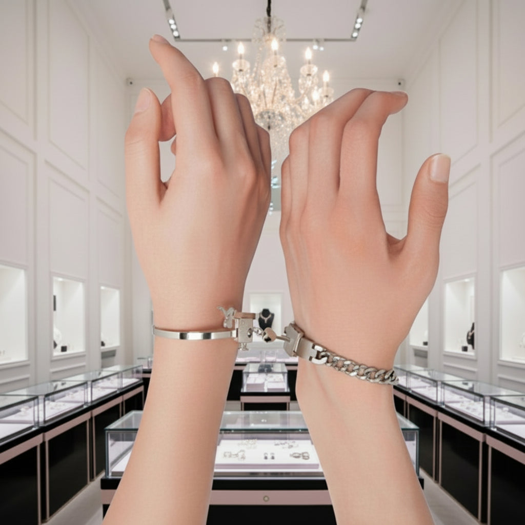 Concentric Lock Key Titanium Steel Couple Set-Black Diamonds New York