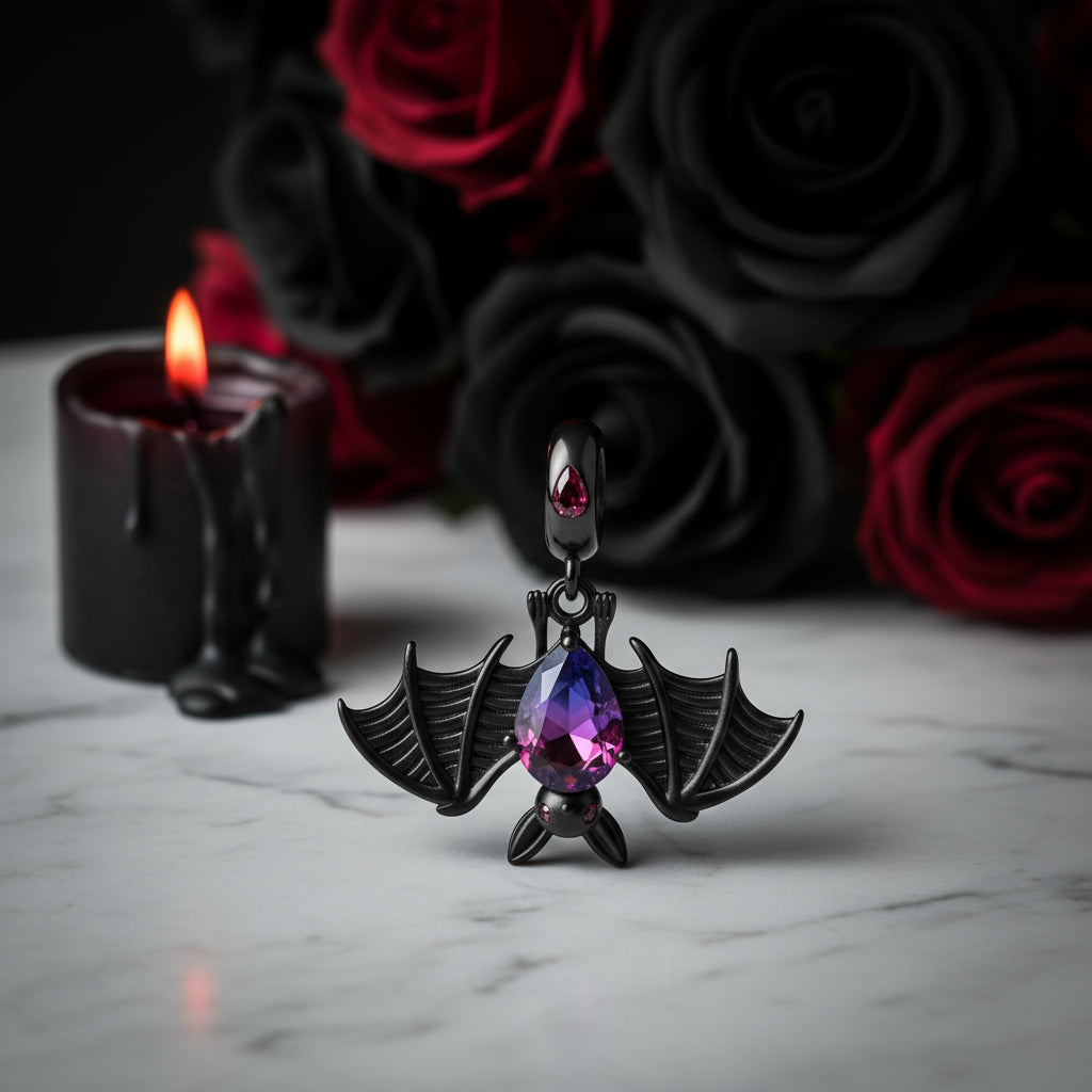 Cool Black Bat Charm-Black Diamonds New York