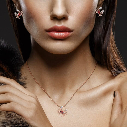 Crab Cancer Earrings with Created Diamond Jewelry Set-Black Diamonds New York