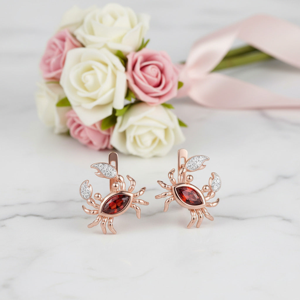 Crab Cancer Earrings with Diamond Option Jewelry Set-Black Diamonds New York