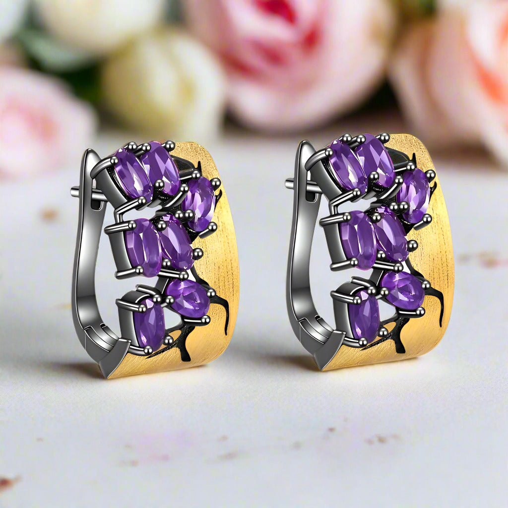 Crack Statement Gemstone Stud Earrings-Black Diamonds New York