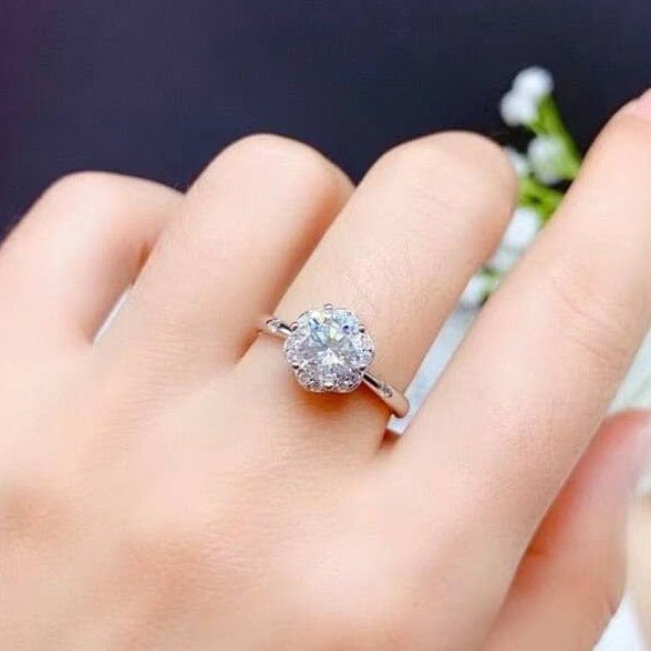 Crackling 1ct Moissanite Engagement Ring-Black Diamonds New York