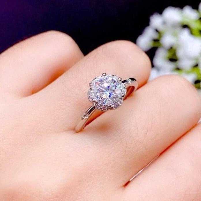 Crackling 1ct Moissanite Engagement Ring-Black Diamonds New York