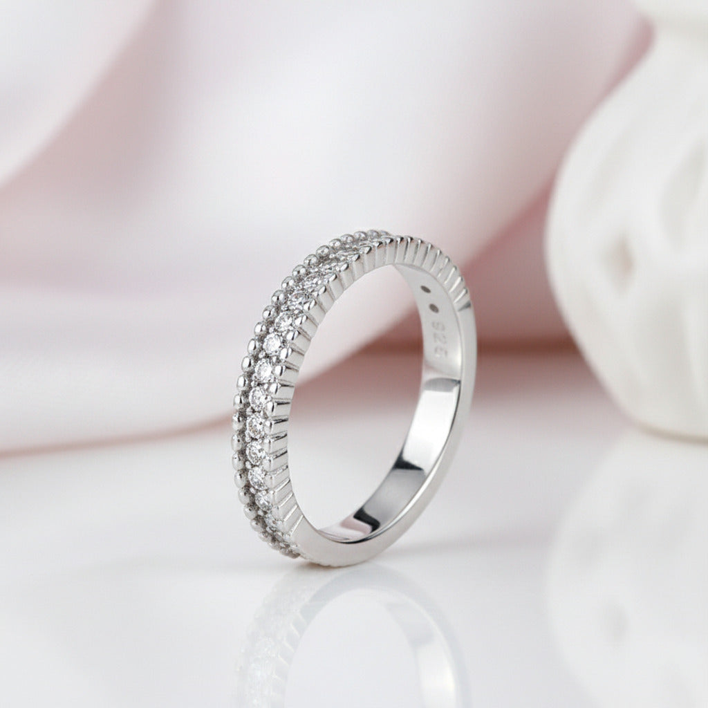 2-Pcs 1.0 Ct Round-Cut Diamond Option Engagement Ring Set with Half-Eternity Band-Black Diamonds New York