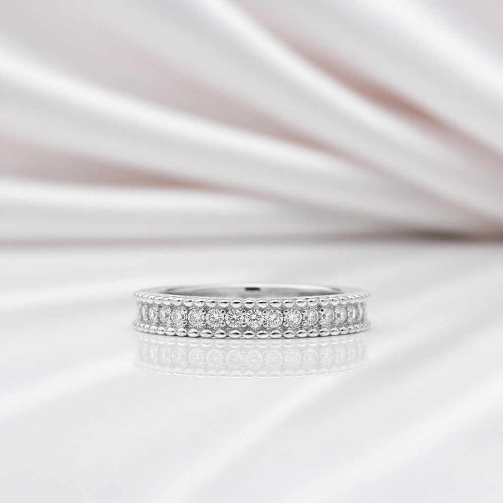 2-Pcs 1.0 Ct Round-Cut Diamond Option Engagement Ring Set with Half-Eternity Band-Black Diamonds New York