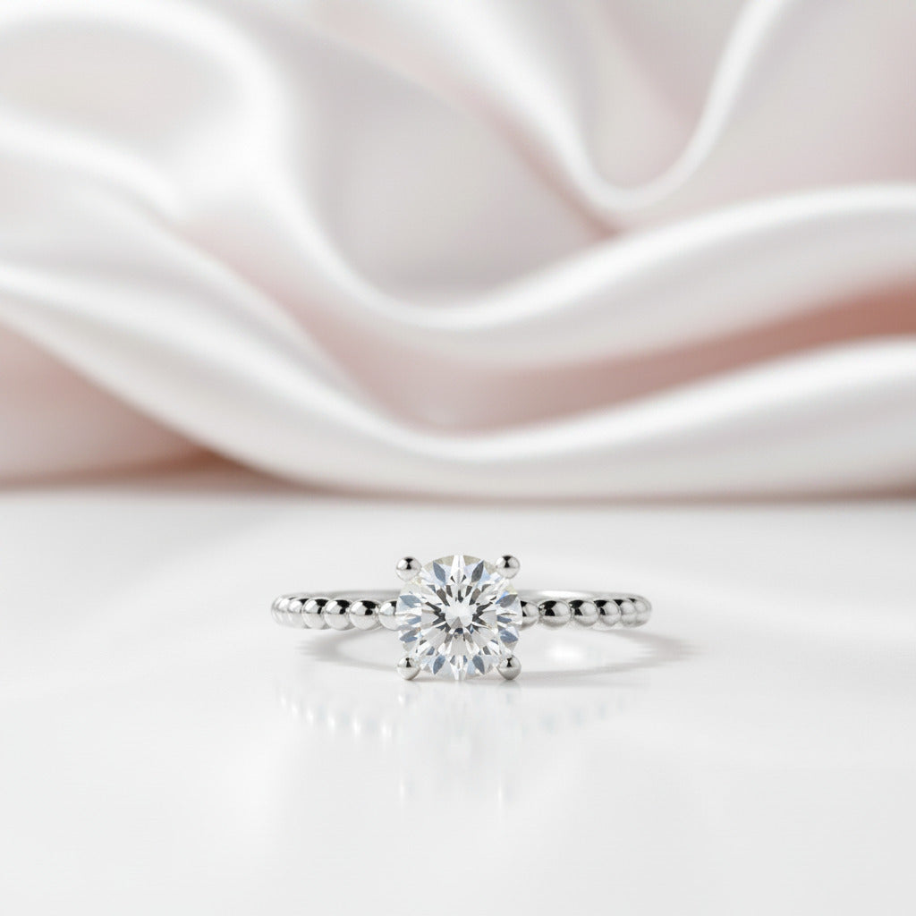 2-Pcs 1.0 Ct Round-Cut Diamond Option Engagement Ring Set with Half-Eternity Band-Black Diamonds New York