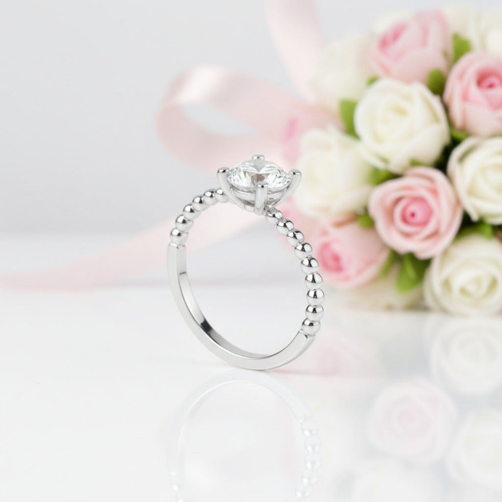 2-Pcs 1.0 Ct Round-Cut Diamond Option Engagement Ring Set with Half-Eternity Band-Black Diamonds New York