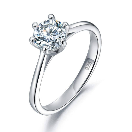 Created Diamond 1 Carat Engagement Ring Classic 6 Claws-Black Diamonds New York