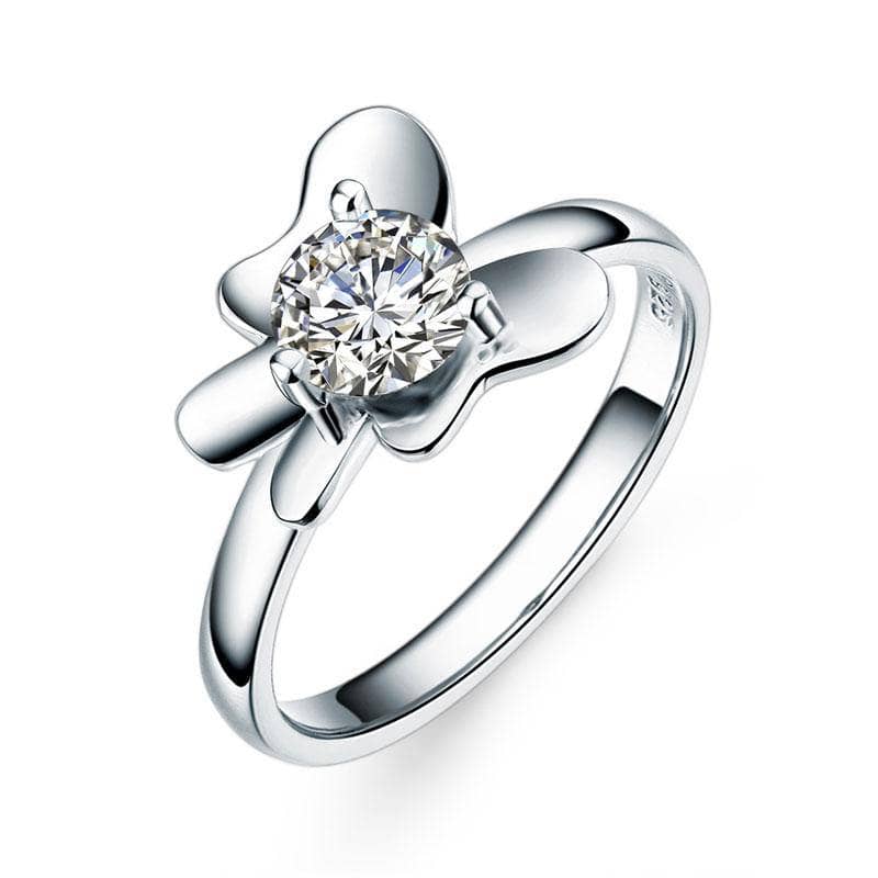 Created Diamond 2-Pcs Butterfly Flower Ring Set-Black Diamonds New York