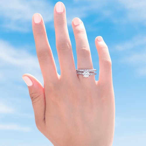 Created Diamond 2-Pcs Wedding Engagement Ring Set - Black Diamonds New York