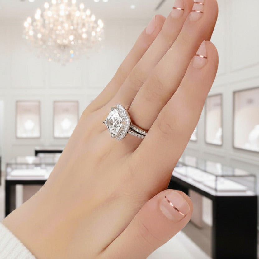 5.0 Ct Cushion Cut Diamond Option 2 Pcs Wedding Engagement Ring Set-Black Diamonds New York