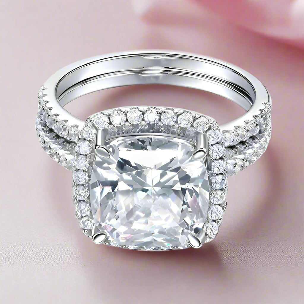 5.0 Ct Cushion Cut Diamond 2 Pcs Wedding Engagement Ring Set-Black Diamonds New York