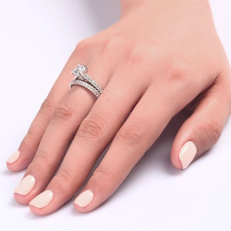 Created Diamond 2-Pcs Wedding Engagement Ring Set-Black Diamonds New York