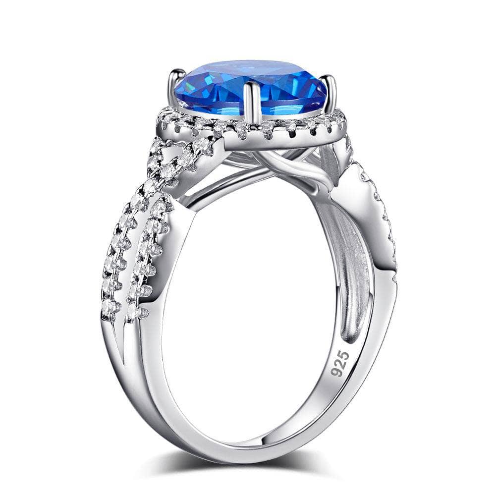 Created Diamond 3 Carat Blue Stone Engagement Luxury Ring