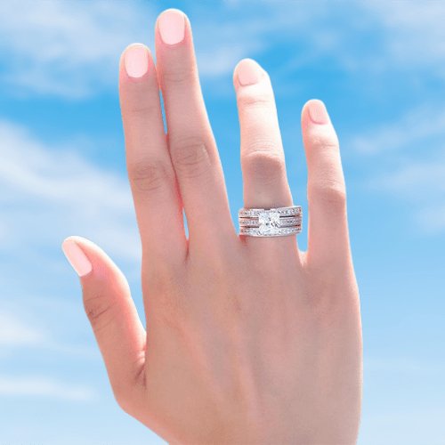 Created Diamond 3 Pcs Wedding Engagement Ring Set-Black Diamonds New York