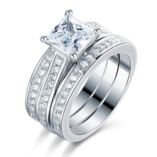 Created Diamond 3 Pcs Wedding Engagement Ring Set