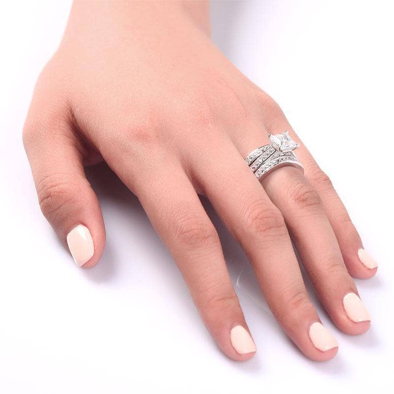 Created Diamond 3 Pcs Wedding Engagement Ring Set