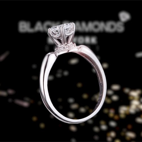 Created Diamond 6 Claws Crown Anniversary Ring 1.25 Ct-Black Diamonds New York