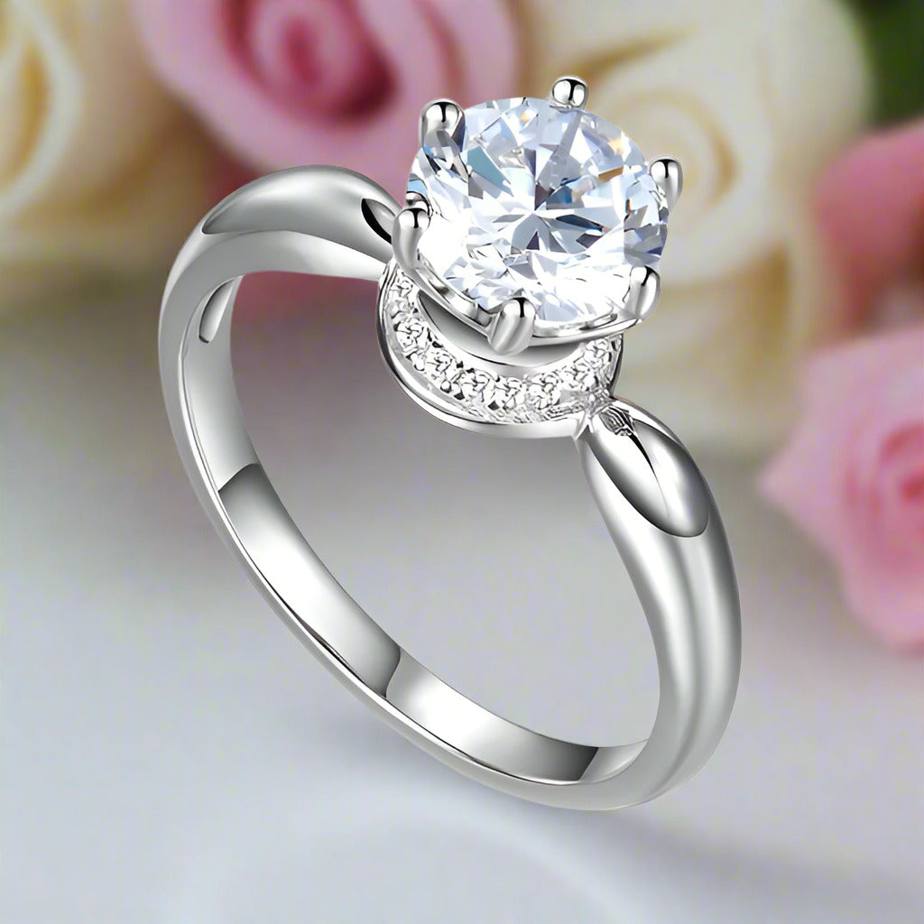 1.25 Ct Round Diamond 6 Claws Crown with Hidden Halo Anniversary Ring-Black Diamonds New York